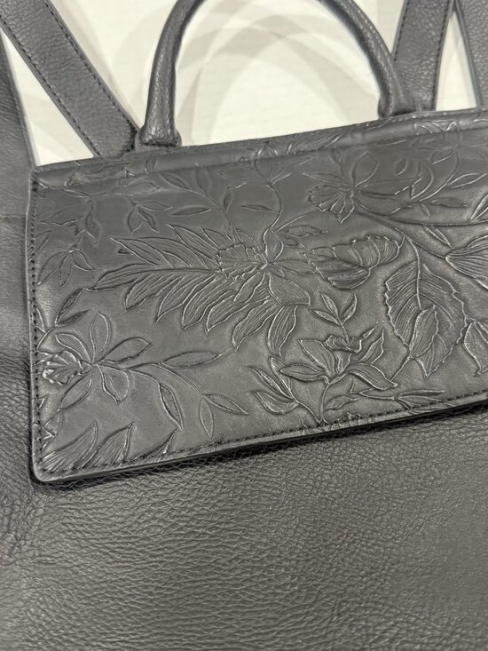 Darcy Marks London Floral Embossed Black Backpack Purse display picture 1